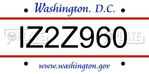 IZ2Z960 District Of Columbia License Plate