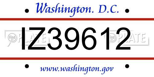 IZ39612 District Of Columbia License Plate