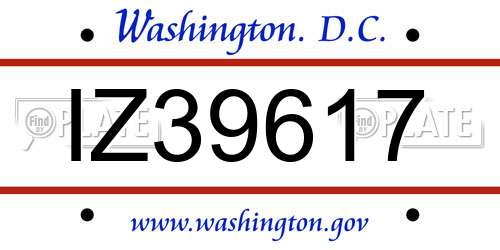 IZ39617 District Of Columbia License Plate