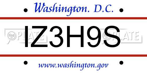 IZ3H9S District Of Columbia License Plate