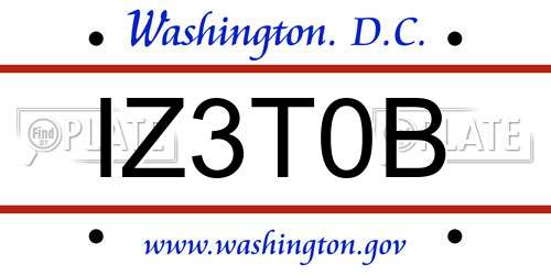 IZ3T0B District Of Columbia License Plate