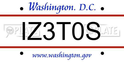 IZ3T0S District Of Columbia License Plate