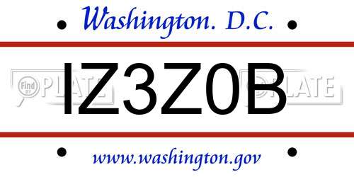 IZ3Z0B District Of Columbia License Plate