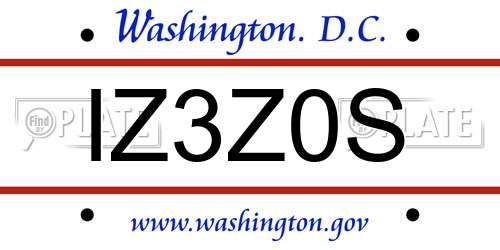 IZ3Z0S District Of Columbia License Plate
