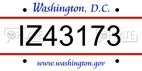IZ43173 District Of Columbia License Plate