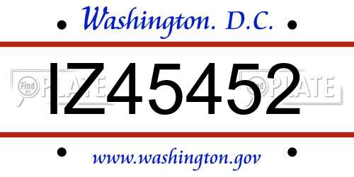 IZ45452 District Of Columbia License Plate