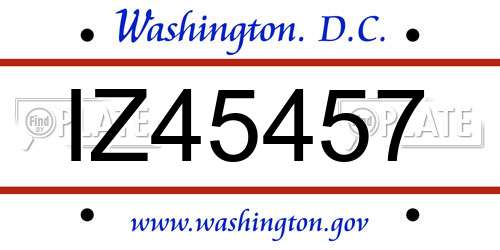 IZ45457 District Of Columbia License Plate