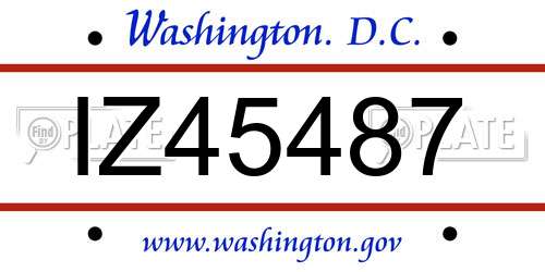 IZ45487 District Of Columbia License Plate