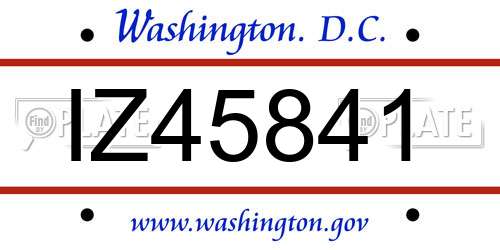 IZ45841 District Of Columbia License Plate