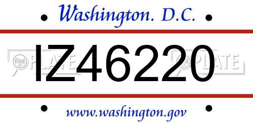 IZ46220 District Of Columbia License Plate