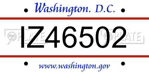IZ46502 District Of Columbia License Plate