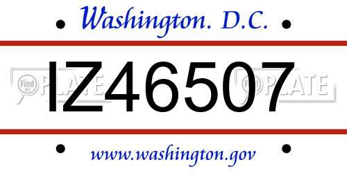 IZ46507 District Of Columbia License Plate