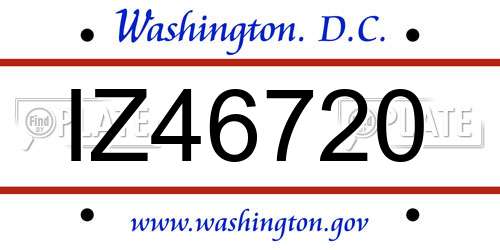 IZ46720 District Of Columbia License Plate