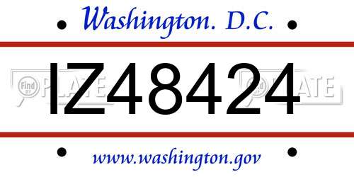 IZ48424 District Of Columbia License Plate