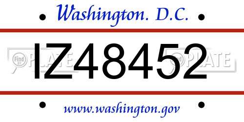 IZ48452 District Of Columbia License Plate