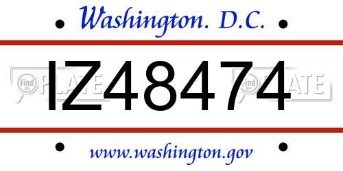 IZ48474 District Of Columbia License Plate