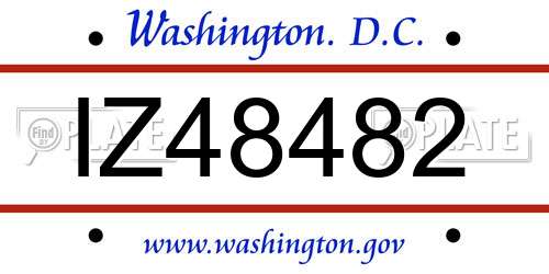 IZ48482 District Of Columbia License Plate