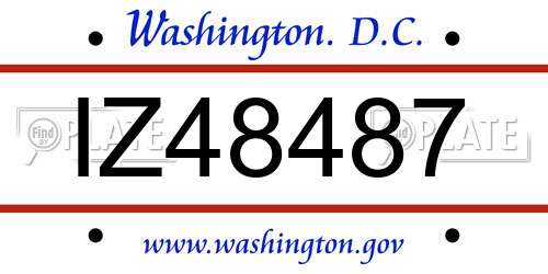 IZ48487 District Of Columbia License Plate