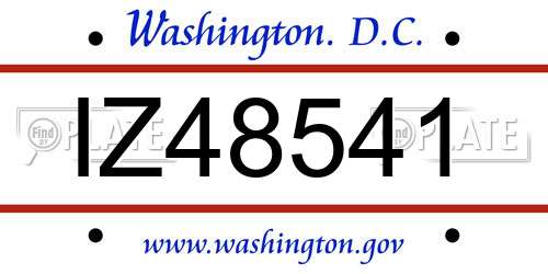 IZ48541 District Of Columbia License Plate