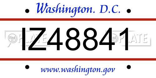 IZ48841 District Of Columbia License Plate
