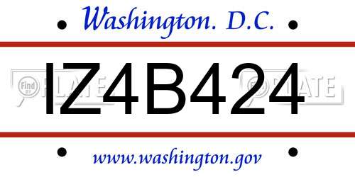 IZ4B424 District Of Columbia License Plate
