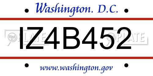 IZ4B452 District Of Columbia License Plate