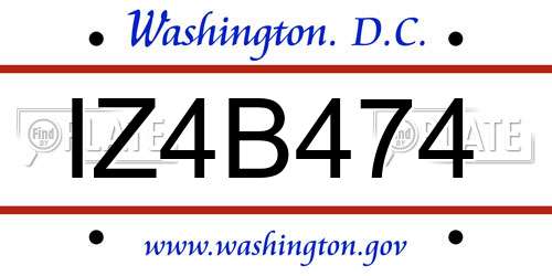 IZ4B474 District Of Columbia License Plate