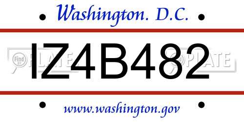 IZ4B482 District Of Columbia License Plate