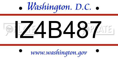 IZ4B487 District Of Columbia License Plate