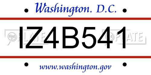 IZ4B541 District Of Columbia License Plate