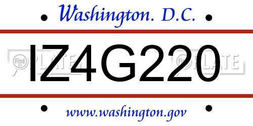 IZ4G220 District Of Columbia License Plate
