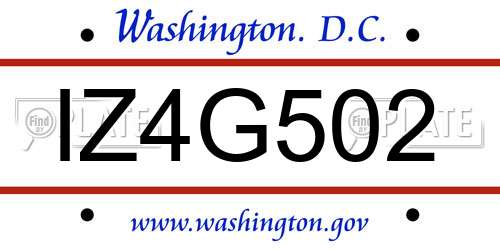 IZ4G502 District Of Columbia License Plate