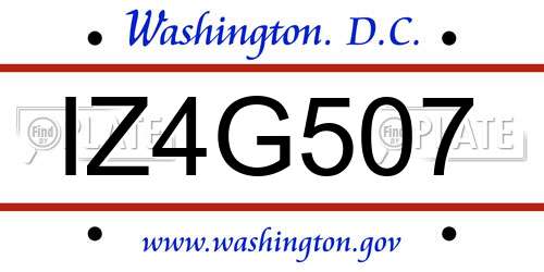 IZ4G507 District Of Columbia License Plate