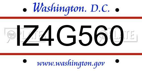 IZ4G560 District Of Columbia License Plate