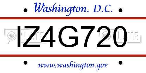 IZ4G720 District Of Columbia License Plate