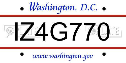 IZ4G770 District Of Columbia License Plate
