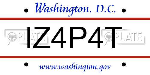 IZ4P4T District Of Columbia License Plate