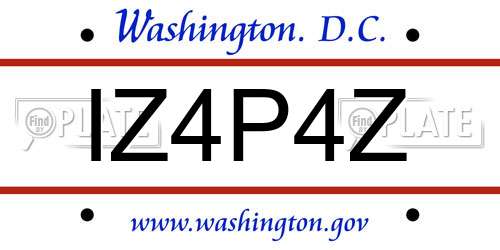 IZ4P4Z District Of Columbia License Plate