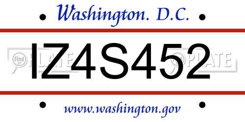 IZ4S452 District Of Columbia License Plate