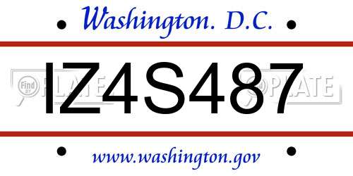 IZ4S487 District Of Columbia License Plate