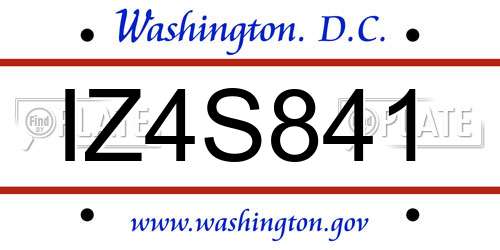 IZ4S841 District Of Columbia License Plate
