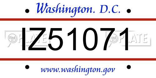 IZ51071 District Of Columbia License Plate