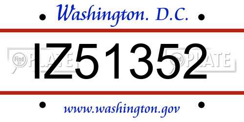 IZ51352 District Of Columbia License Plate