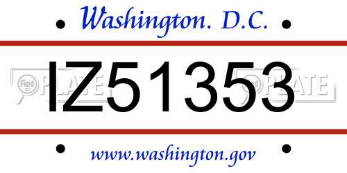 IZ51353 District Of Columbia License Plate