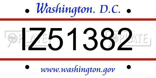 IZ51382 District Of Columbia License Plate