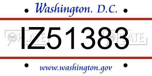 IZ51383 District Of Columbia License Plate