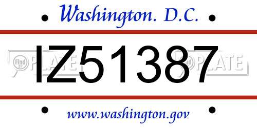 IZ51387 District Of Columbia License Plate