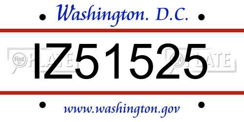 IZ51525 District Of Columbia License Plate