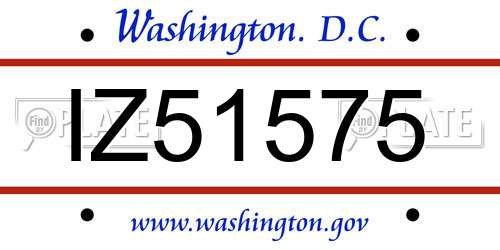 IZ51575 District Of Columbia License Plate