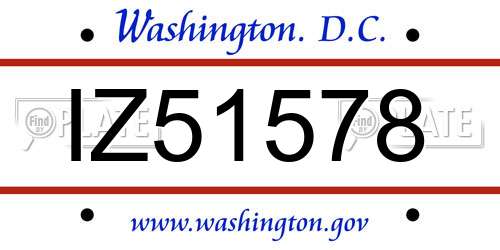 IZ51578 District Of Columbia License Plate